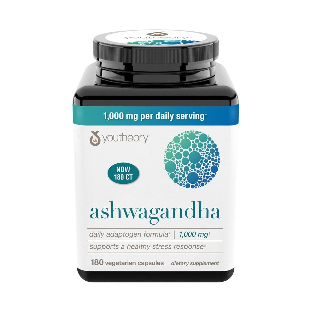 Youtheory Ashwagandha, 1000 mg · 180 cápsulas vegetarianas