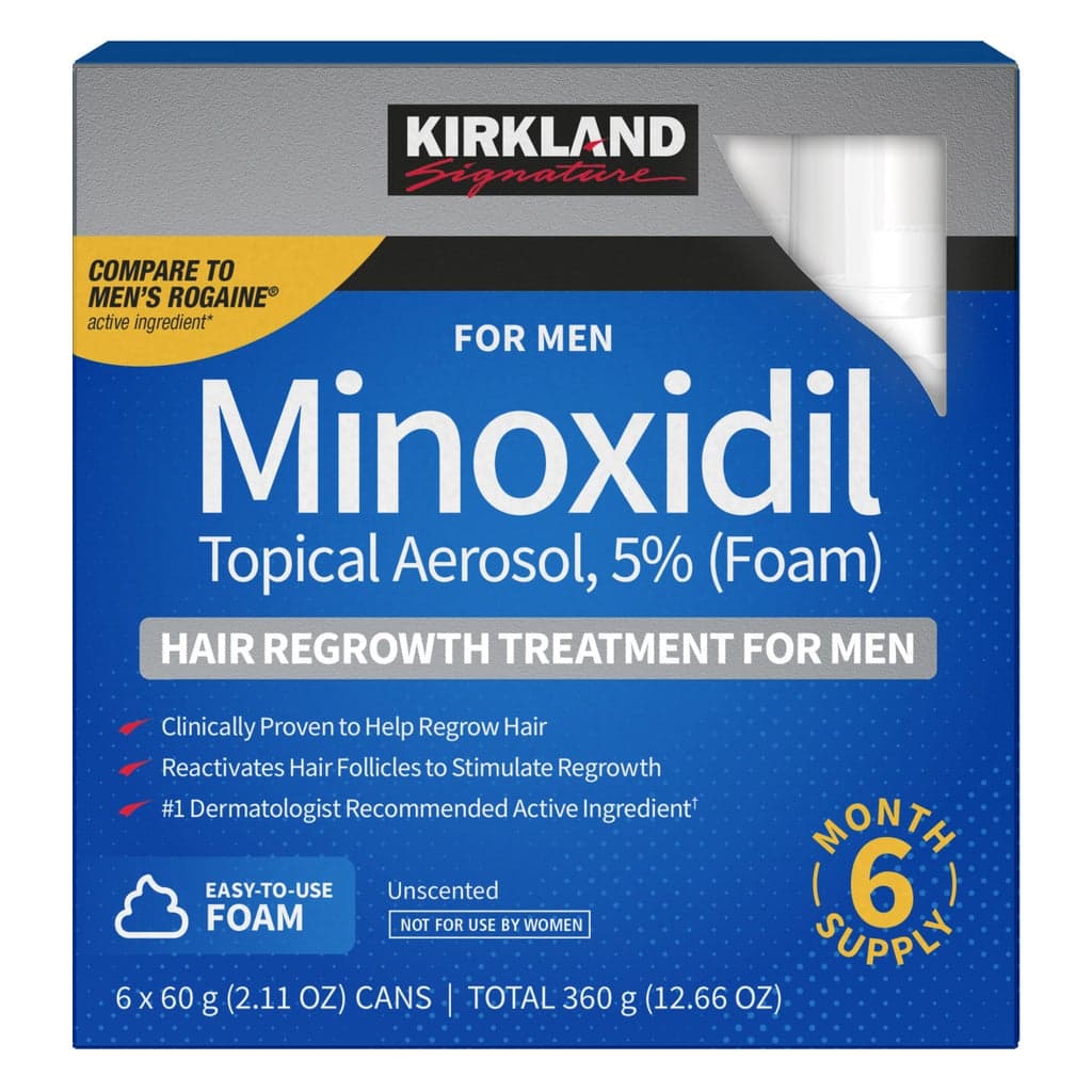 Kirkland Signature Minoxidil en espuma, 5% · 6 envases de 60 g